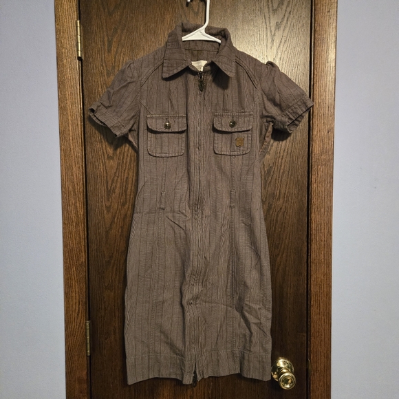 Diesel Dresses & Skirts - Diesel Cargo Style Denim Brown Short Sleeve Zip-Up Dress